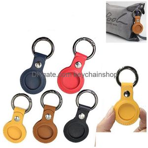 Nyckelringar Colorf Leather Keychain Party Favor Antilost Protector Bag Allinclusive Ring Locator individuellt förpackade små presentdroppe DH5FS