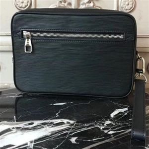 Couro real kasai preto cinza xadrez marrom mono pulsos com bolsas masculinas Bolsa de embreagem de embreagem Bags de higiene pessoal299g