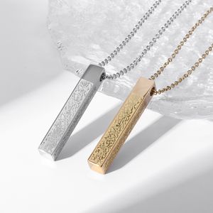 Collana in acciaio inossidabile Ciondolo islamico intagliato con scrittura Amuleto Gioielli da personalità con pendente alla moda da uomo classico