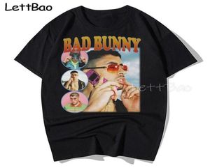 Bad Bunny 100 algodón hombres camiseta Hip Hop ees Streetwear Cool s ropa camisa de gran tamaño Harajuku para cuello redondo 2205207370035