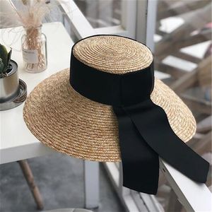 Retro ipek şerit çim örgü güneş şapkalar moda tatil plaj şapkası kadınlar geniş ağzına kadar kötü şapkalar yüksek kaliteli güneş şapkası tide balıkçı düz ha318a