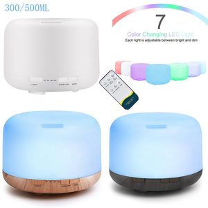 Elettrodomestici 300 Umidificatore da 500 ml con telecomando Diffusore di aromi ad ultrasuoni colorato non stampato Grano di legno chiaro bianco scuro puro