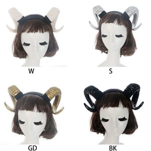 ヘアラバーバンドゴシックハロウィーン女性女子ヘッドバンド羊ホーンフォレストアニマルコスプレコスチュームフープ邪悪なプラスチックパーティーPO Props 230512