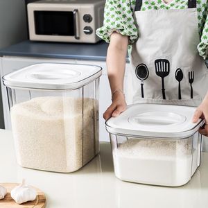 Organização grande capacidade caixa de armazenamento de cozinha recipiente organizador de alimentos hermético transparente grãos farinhas arroz armazenamento bin balde de alimentos para animais de estimação