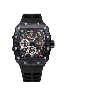 Relógio de quartzo de designer de crime com mostrador múltiplo relógios quadrados com mostrador preto moldura clássica reloj criativo com mini calendário relógio esportivo popular novidade xb11