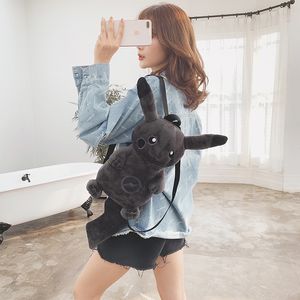 Wholesale Anime Pocket black plush toy backpack children's school bag shopping bag holiday gift