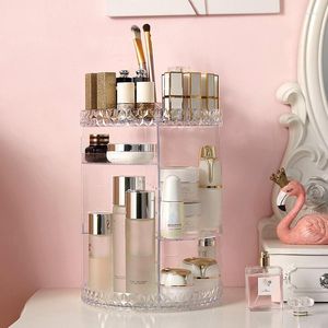 Storage Boxes Cosmetic Box Transparent Rotary Acrylic Dressing Lipstick Skin Care Brush Shelf Organizer For Cosmetics