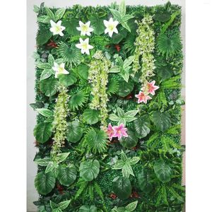 Dekoratif çiçekler 40cm 60cm ev dekorasyon yapay çiçek bitkisi duvar zambak orman yaprak paneli çim düğün için ot