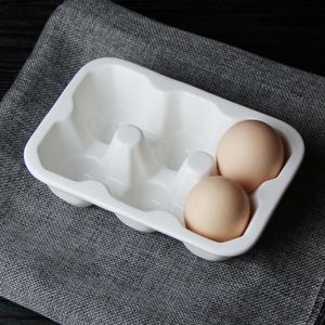 Organization European Creative Ceramic 6/12 Grid Egg Storage Tray Household Organizer White Porcelain Kitchen Refrigerator Egg Box Tableware