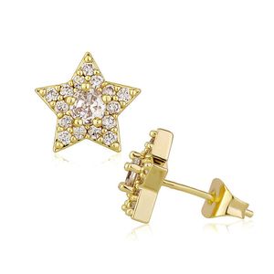 Mode Sydkorea Live Broadcast Pentagram Earring Stud Female Iced Out Finve Point Star Earrings Studs S925 Silver Needle Fine Cubic Zircon Ear Rings Söta smycken