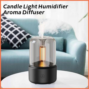 Humidifiers Candle Light Portable Air Humidifier No Water and Power Failure Protection Fragrance Diffuser Essential Oils 120ML Aroma Home