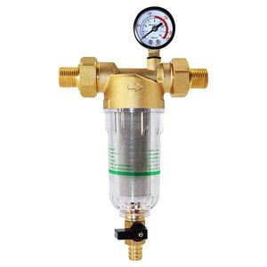 Appliances Water Pre Filter System 2/5 Inch 1 Inch Brass Mesh Prefilter Purifier W/ Reducer Adapter Gauge