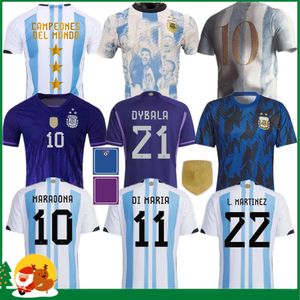 2023 3 stars Argentina MESSIS soccer Jerseys 23 24 DYBALA DI MARIA MARTINEZ DE PAUL MARADONA FERNANDEZ football training wear shirt kids kit / Men / women