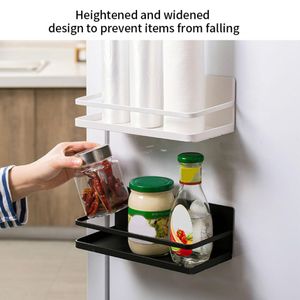 Organisationskylskåp Spice Rack Kök burkar förvaringshylla sidväggmontering kylskåp adsorption arrangör vit/svart