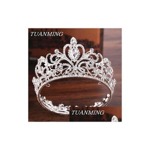 Hair Jewelry Sier Color Crystal Crown Princess Tiara Accessories Round Small For Girl Ornament Drop Delivery Hairjewe Dhgarden Dhcie