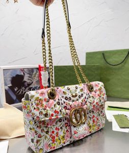 سلسلة انزلاق زهرة كروسة حقيبة رفرف الكتف مارمونت أكياس النساء حقائب اليد المصغرة محفظة خياطة اللحف الأصلية القابض الجلدية القابض الأزياء