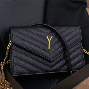 bolsas de grife bolsa de mão bolsa feminina cross body designer em forma de Y bolsa mensageiro envelope couro de bezerro preto listras diagonais clássicas correntes acolchoadas couro real