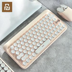 Ratos youpin lofree leite tea série de chá simples escritório calculadora de teclado mecânico de teclado em estação de encaixe USB Wireless Bluetooth Desktop