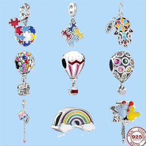 925 sterling silver charms for pandora jewelry beads Jigsaw balloon Rainbow Beads Bead