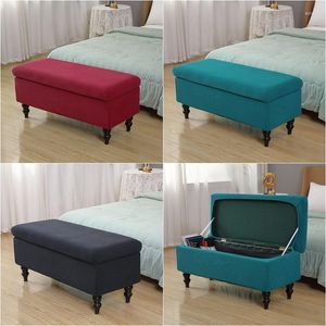 Fodere per sedie Polar Fleece Storage Pouf Cover Rettangolare Pieghevole Poggiapiedi Panca Sgabello Protezione per mobili Divano Poggiapiedi Fodera