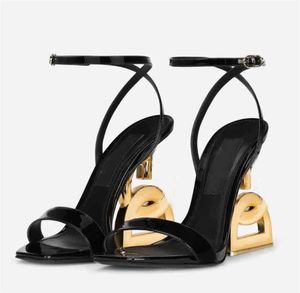 Summer Luxury Brands Leather High Heel Sandals Fashion High-Heeled Dress Shoes Designers Pop Heel Gold-Plated Carbon Nude Black Pumps Gladiator Sandalias With Box