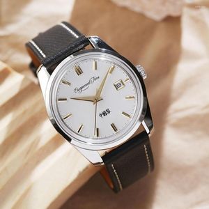 Wristwatches 35mm Simple Design Quartz Watch Miyota 2S60 Movement Finely Polished Hands Waterproof Calendar Stainless Steel Dress Wristwatch