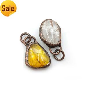 Real Solid Citrine Natural Clear Quartz Forma irregular pingente soldado Pingente de colar de cristal de jóias finas para mulheres