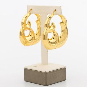 Hoopörhängen Dubai Gold Plated For Women Geometry Bride Weddings Party Trend Lady Hook Jewellery Daily Wear