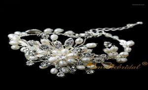 Bangle Handmade Vintage Rhinestone And Pearl Wedding Bracelet Bridal Jewelry Style Fashion Decoration Chain17171026