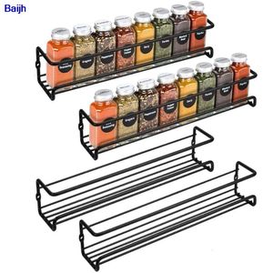 Organisation Kitchen Spice Jar Storage Rack Cabinet Organizer Hängande hylldörrväggmonterad kryddor Bottle Holder Kitchen Dekor 4 st/set