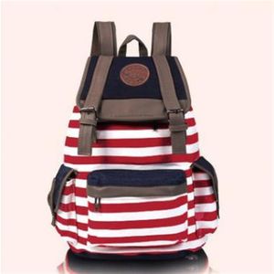 S5Q Women’s Hasp Striped Bookbag Accessories Travel Rucksack Women Chirstmas School Bag Satchel Canvas Backpack AAACYV213M