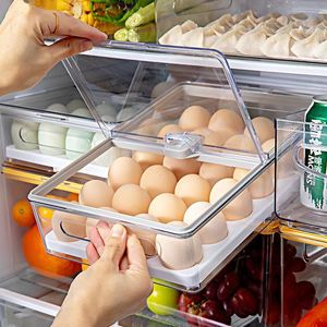 組織キッチンエッグオーガナイザーボックスフリップトップ冷蔵庫収納ボックスフルーツコンテナスタッカースタッカブル野菜ホルダーケース取り外し可能な卵トレイ