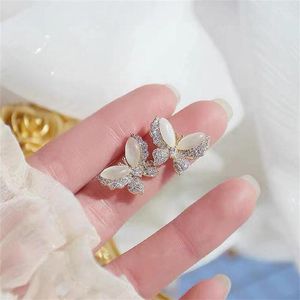 Stud Earrings Elegant Opal Shiny Zircon Small Korean Fashion Jewelry Women Work Or Party Accessories Girls Gifts