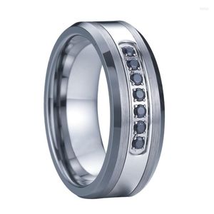 Bagues en grappe bijoux en tungstène hommes alliances amour Alliance Unique noir Cz diamant hommes promesse de doigt pour homme homme