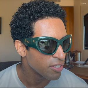 Солнцезащитные очки панк спорт y2k негабаритный дизайнер бренд -дизайнер rabround d каркас мужчина мужчина солнцезащитные очки зеленые черные оттенки UV400