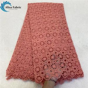 Fabric Peach African French Lace Fabric Hot Selling Nigerian Lace Fabric Embroidery Mesh Guipure Cord Lace Fabric For Wedding Dress