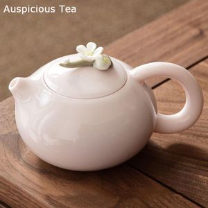 Teaware Dehua Mutton Fat Jade White Porcelain Handmade Hand Pinch Flowers Tea Pot Kung Fu Teaset Household Tea Ceremony Accessories Gift