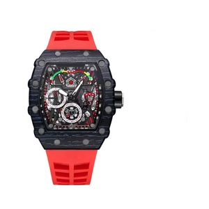 Modeklockor Transparenta Designer Watches For Mens Full Function Vinatge Luxury Orologio Sport Casual Wristwatch All Dial Work Leisure Red Green XB11