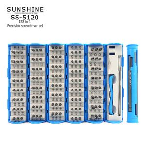 Schroevendraaier PrecisionDrackdriver Set Sunshine SS5120 128 in 1 Magnetic Reel Packaging携帯電話のための120バッチ使用修理ツール