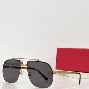 Новые солнцезащитные очки для дизайна модного дизайна 0353S Металлическая рама двойной мост украшенные пружинные шарнирные храмы простой стиль наружный UV400 защитные очки