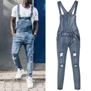 Men's Jeans Suspender Ripped Leisure Shoulder Strap JeansMen's