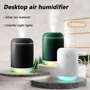 Техника 1000 мл Мини-увлажнитель воздуха Арома-диффузор эфирного масла с романтической лампой USB-генератор тумана Увлажнители для ароматерапии для дома