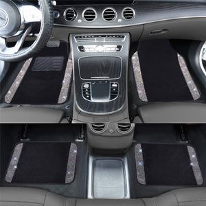 Neue Diamant Auto Matten Bling Strass Boden Teppich Universal Fit Auto Innen Wasserdichte Auto Zubehör für Frau Dropshipping