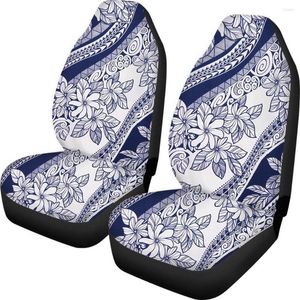 Car Seat Covers Polynesian Traditional Tribal Flower Prints Washable Universal Front Stylish Interior Set Of 2
