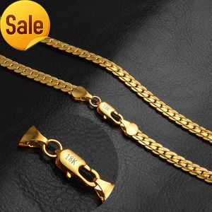 18K Yellow gold filled chain necklace for men and women 5mm*20 inch