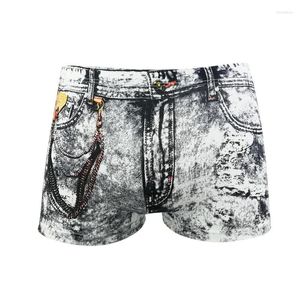 Majaki bawełniane męskie majtki seksowne dżinsowe kieszonkowe bokserki Bokser