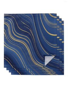 Table Napkin 4pcs Blue Yellow Marble Abstract Square 50cm Party Wedding Decoration Cloth Kitchen Dinner Serving Napkins