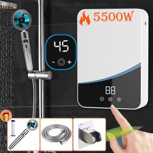 Heaters 5500W Temperature Adjustable Instant Tankless Electric Hot Water Heater Kitchen Bathroom Shower Hot Water Fast Heating EU Plug