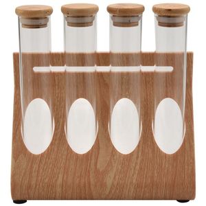 Organization Wooden Coffee Beans Tea Display Rack Stand Glass Test Tube Sealed Storage Decorative Ornaments Cereals Canister for Barista