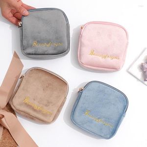 Cosmetic Bags Velvet Portable Lipstick Bag Travel Makeup Pouch Earphone Data Line Sanitary Napkin Storage Organizer Case